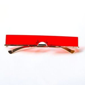 Red Rectangle Sunglasses with Gold Frame